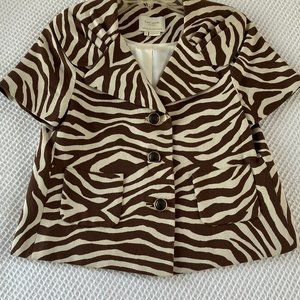 Kate Spade Cotton/Silk Blend Zebra Print Cropped Jacket. Size 0